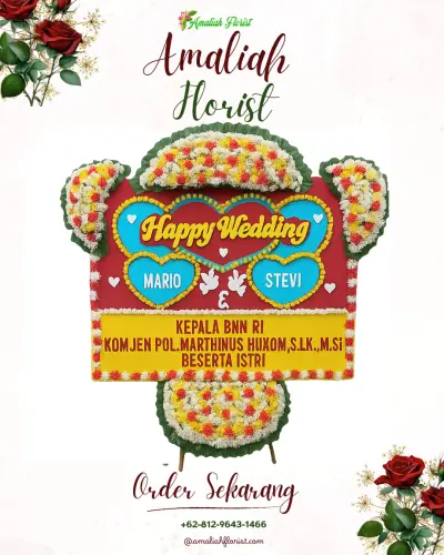 Karangan Papan Bunga Pernikahan di Tapa